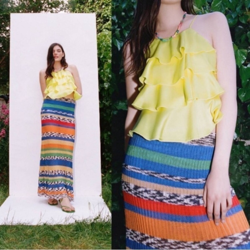 Zara high neck yellow ruffle tank - Picture 2 of 9
